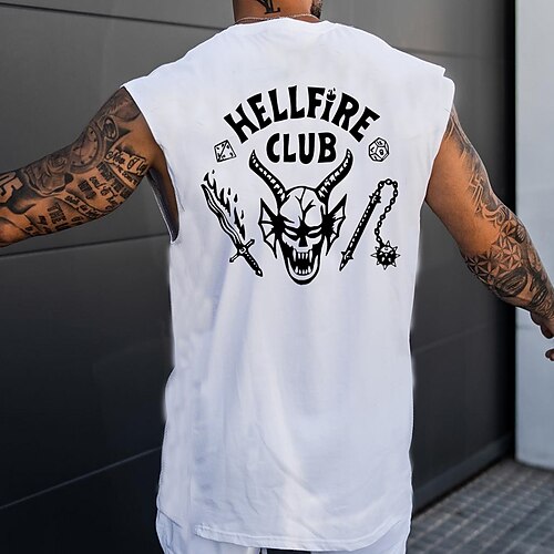 

Inspired by Stranger Things Eleven Hellfire Club Anime Cartoon 100% Polyester Anime Classic Vintage Street Style Vest For Men's / Sleeveless