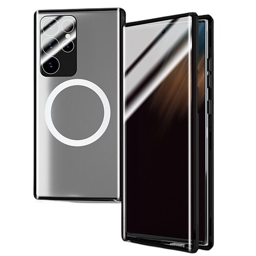 

Phone Case For Samsung Galaxy Magnetic Adsorption S22 Ultra Portable Anti-Scratch Support Wireless Charging Solid Colored Geometric Pattern Aluminum Alloy Tempered Glass PC