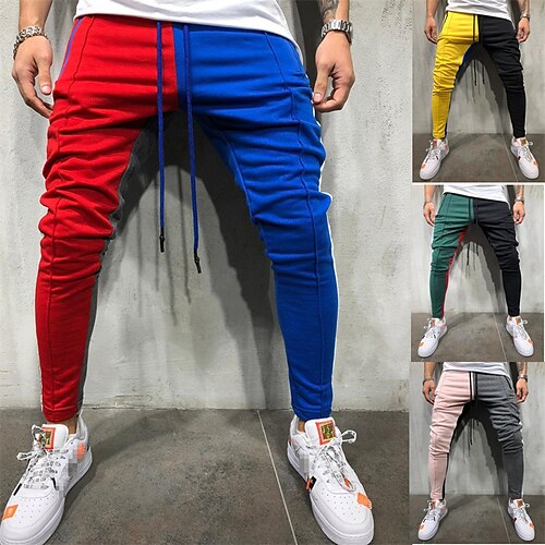 

Men's Sweatpants Joggers Trousers Casual Pants Drawstring Elastic Waist Straight Leg Color Block Comfort Breathable Casual Daily Streetwear Cotton Blend Sports Fashion Yellow Dusty Rose Micro-elastic