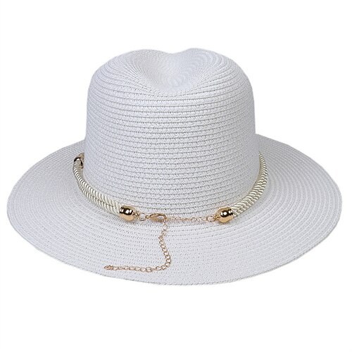 

Women's Casual Bucket Hat Straw Hat Daily Holiday Outdoor Braided Pure Color Army Green White Hat Sun Protection Windproof Breathable