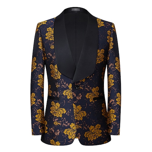 

Men's Party Business Blazer Regular Regular Fit Floral Dark Navy 2022