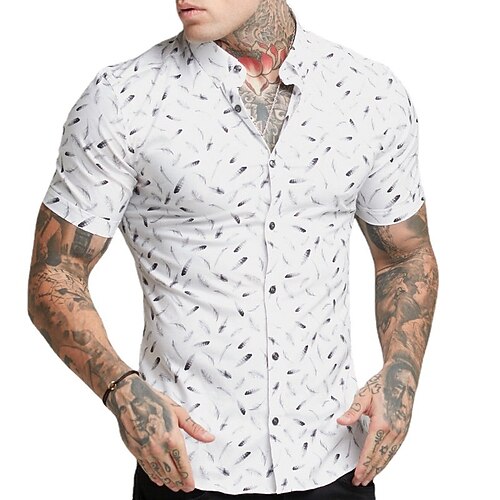 

Men's Shirt 3D Print Graphic Patterned Turndown Street Daily 3D Button-Down Short Sleeve Tops Casual Fashion Comfortable White