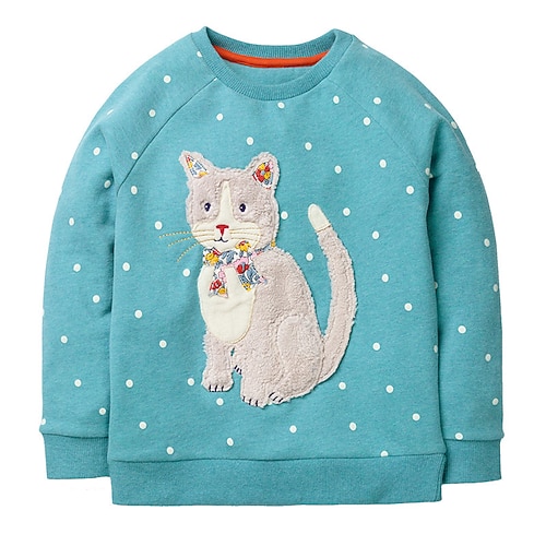 

Kids Girls' Sweatshirt Polka Dot Outdoor Long Sleeve Crewneck Fashion Cotton 2-8 Years Fall Blue