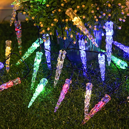 

6m 30LEDs Solar Ice String Lights Outdoor 8 Modes Lighting Waterproof Fairy Lights Wedding Party Garden Street Festive Patio Christmas Decoration