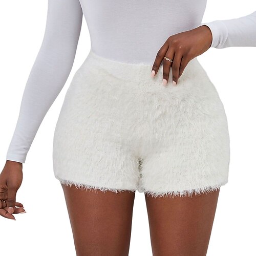 

Women's Shorts Hot Pants Blue Red Brown Mid Waist Fashion Casual Weekend Micro-elastic Short Comfort Plain One-Size / Slim