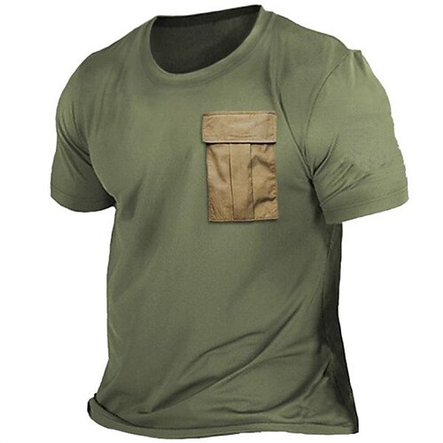 

Men's T shirt Tee Solid Color Crew Neck Street Daily Short Sleeve Tops Designer Casual Fashion Comfortable Army Green