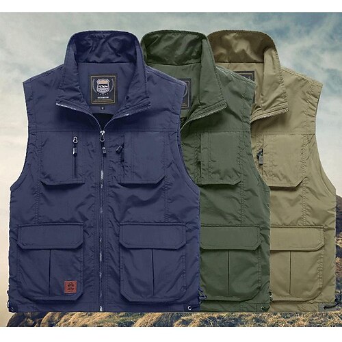 

Men's Fishing Vest Hiking Vest Top Outdoor Breathable Quick Dry Lightweight Multi Pockets Summer Green Black khaki Climbing Camping / Hiking / Caving