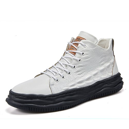 

Herren Turnschuhe Stiefel Casual Täglich Leder Stiefeletten / Stiefeletten Schwarz Weiß Herbst Frühling