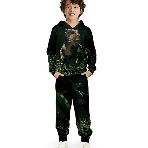

Kids Boys Hoodie Pants HoodieSet Clothing Set 2 Pieces Long Sleeve Black Dinosaur Animal Print Street Sports Vacation Fashion Comfort Cool Daily 3-12 Years