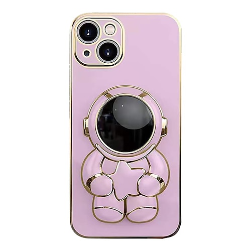 

Phone Case For Apple Back Cover iPhone 13 Pro Max 12 11 SE 2022 X XR XS Max 8 7 Bumper Frame with Stand Plating Astronaut Cool TPU Silicone