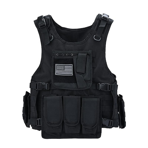 

Men's Military Tactical Vest Airsoft Vest Outdoor Adjustable Size Multi-Pockets Camo Vest / Gilet Hunting Military / Tactical Training Black khaki / Combat