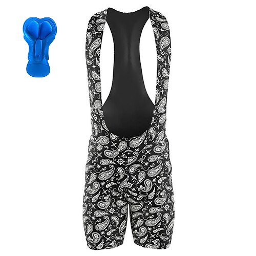 

21Grams Men's Cycling Bib Shorts Bike Bottoms Mountain Bike MTB Road Bike Cycling Sports Paisley 3D Pad Cycling Breathable Quick Dry Black Polyester Spandex Clothing Apparel Bike Wear / Stretchy
