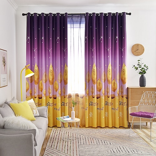

Two Panel American Country Style Leaf Thickening Blackout Curtains Living Room Bedroom Dining Room Study Children's Room Insulation Curtains