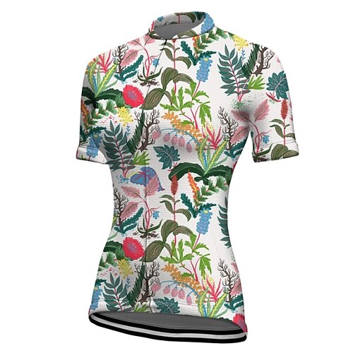 

21Grams Women's Cycling Jersey Short Sleeve Bike Jacket Tracksuit Jersey with 3 Rear Pockets Mountain Bike MTB Road Bike Cycling Breathable Quick Dry Reflective Strips White Graphic Patterned Animal