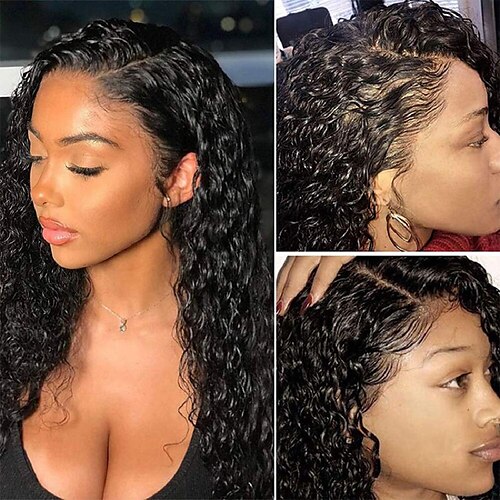 

Curly Human Hair 13x4 Lace Front 4x4 Lace Front Wig Middle Part Brazilian Hair Curly Natural Wig 180% Density Natural Hairline With Bleached Knots Pre-Plucked For Women wigs for black women Long Human