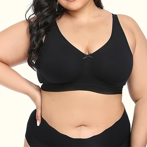 

Mujer Sin Soporte Sujetador Acolchado Tirantes Fijos Entera Escote en U Profunda Transpirable Color puro Gancho Cita Casual Diario Algodón 1 PC Negro Caqui / Talla Grande / Sujetadores y bralettes