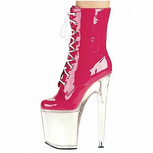 

Women's Dance Boots Pole Dancing Shoes Performance Stilettos Ankle Boots Platform Stripper Shoes Solid Color Slim High Heel Round Toe Zipper Adults' Black / White Bright Black Black