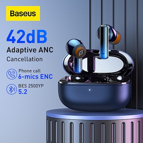 

Baseus Storm 1 Wireless Earphone Bluetooth 5.2 42dB Adaptive Dynamic ANC Headphone with 6-mics ENC Noise Cancelling HiFi Earbuds