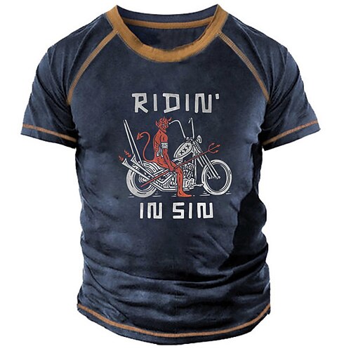 

Men's Unisex T shirt Tee 3D Print Graphic Prints Motorcycle Letter Crew Neck Street Daily Print Short Sleeve Tops Designer Casual Big and Tall Sports Blue / Summer / Summer