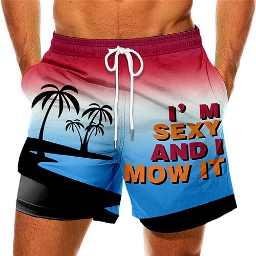 

Men's Swim Trunks Swim Shorts Quick Dry Board Shorts Bathing Suit Compression Liner with Pockets Drawstring Swimming Surfing Beach Water Sports Tropical Printed Spring Summer