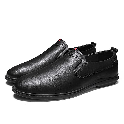

Men's Loafers Slip-Ons Casual Classic Daily Office Career PU Dark Brown Black Spring Summer