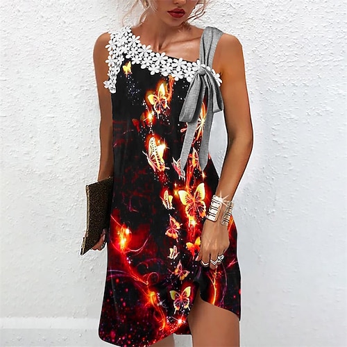 

Women's Sheath Dress Short Mini Dress Blue Gray Gold Red Sleeveless Floral Backless Lace Cold Shoulder Spring Summer One Shoulder Stylish Modern 2022 S M L XL XXL