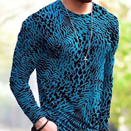 

Men's Unisex T shirt Tee 3D Print Polka Dot Graphic Prints Crew Neck Daily Holiday Print Long Sleeve Tops Casual Big and Tall Blue