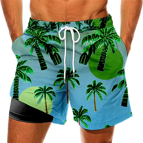 

Men's Swim Trunks Swim Shorts Quick Dry Board Shorts Bathing Suit Compression Liner with Pockets Drawstring Swimming Surfing Beach Water Sports Tropical Printed Spring Summer