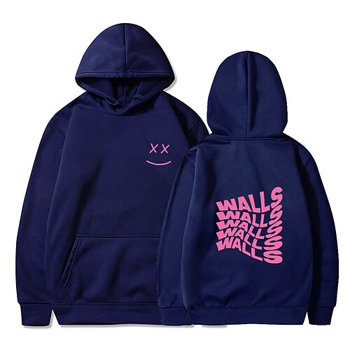 

Men's Hoodie Wine Red Light Khaki. Blue Purple Pink Hooded Graphic Letter Print Pocket Going out Streetwear Streetwear Cool Designer Winter Fall & Winter Clothing Apparel Hoodies Sweatshirts Long