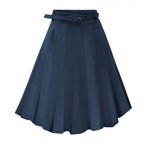 

Women's Skirt Midi Cotton Blue Navy Blue Skirts Summer Tulle Without Lining Basic Streetwear Vacation Casual Daily One-Size / Loose Fit
