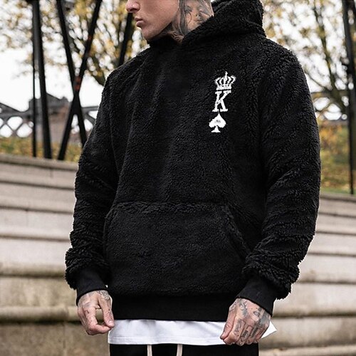 

Men's Hoodie Pullover Hoodie Sweatshirt Graphic Patterned Letter Pocket Print Daily Holiday Going out Hot Stamping Casual Streetwear Hoodies Sweatshirts Black