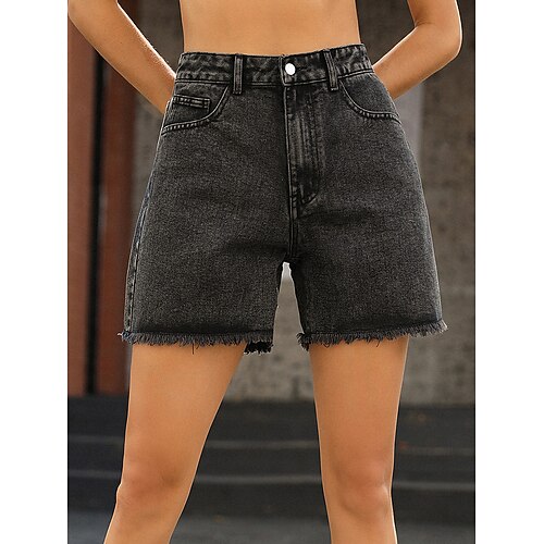 

Women's Jeans Shorts Basic Plain Simple Daily Regular Summer Dark Gray