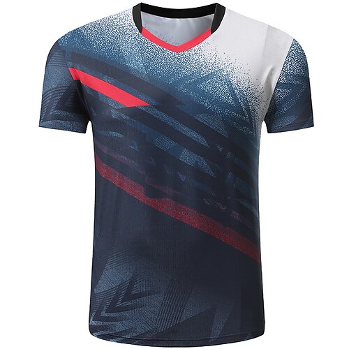 

Men's Tennis Shirt Athletic Shirt Breathable Quick Dry Moisture Wicking Short Sleeve T Shirt Regular Fit V Neck Printed Summer Gym Workout Tennis Badminton / Micro-elastic / Lightweight
