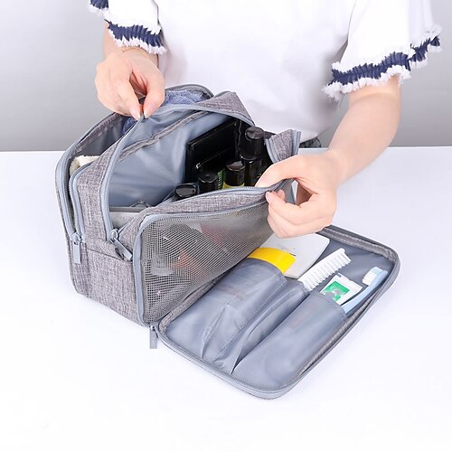 

1 Pc Dry Wet Separation Cosmetic Bag Hand Wash Bag Portable Travel Storage BagGray
