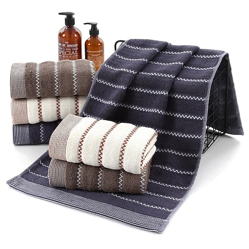 

1PC Cotton Blend Towel Stripe Machine Washable Super Soft Highly Absorbent Quick Dry For Bathroom Hotel Spa