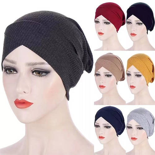 

Cotton Elastic Women Jersey Inner Hijab Forehead Crossed Headband on the Head Easy Cap Muslim Turban Hair Accessories Sleep Hat