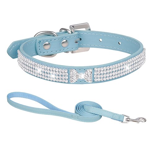 

5 Pcs Shiny Rhinestone Pet Collar Pu Dog Collar Small And Medium-sized Dog Dog Collar Dog Traction Rope Bow Cat Collar