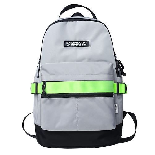 

Women's Unisex School Bag Bookbag Commuter Backpack Functional Backpack Oxford Cloth Nylon Solid Color Large Capacity Waterproof Zipper School Daily Dark Grey White Black Gray