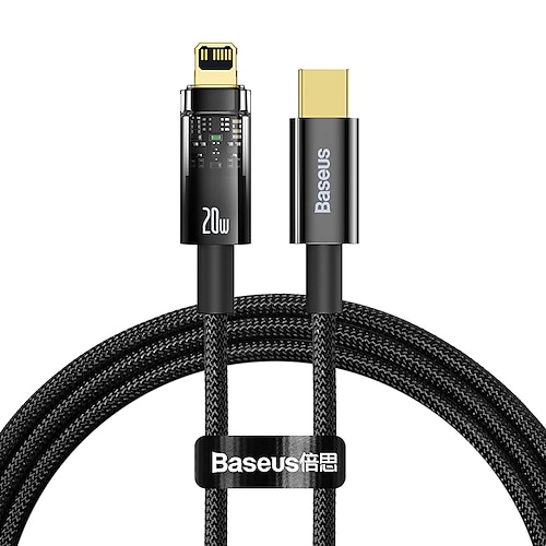 

1 Pack BASEUS Cable Lightning Cable 20W 3.3ft 6.6ft Auto Power-Off Lightning 2.4 A Braided Charging Cable Fast Charging Nylon Braided For Macbook iPad iPhone Phone Accessory