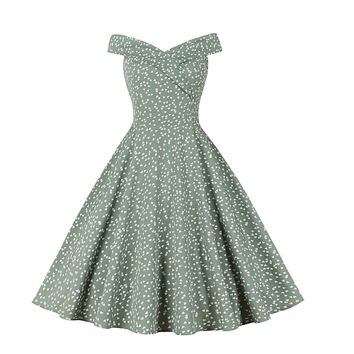 

Cosplay Vintage 1950s Hepburn A-Linie Kleid Flare-Kleid Damen Mit Rüschen besetzt Kostüm Jahrgang Cosplay Festtage Kleid Familientreffen Ärmellos Mittlerer Länge Ballkleid Kleid Karneval