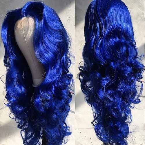 

Synthetic Lace Wig Body Wave Style 14-26 inch Blue Middle Part 132.5 lace front Wig All Wig Royal Blue