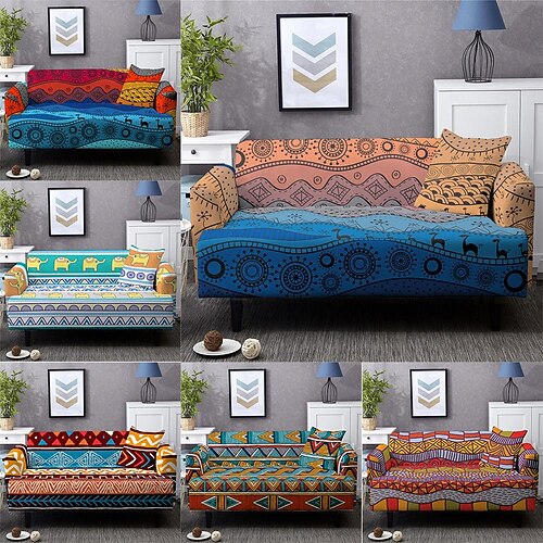 

Stretch Boho Sofa Cover Slipcover Elastic Sectional Couch Armchair Loveseat 4 Or 3 Seater L Shape Soft Durable Washable