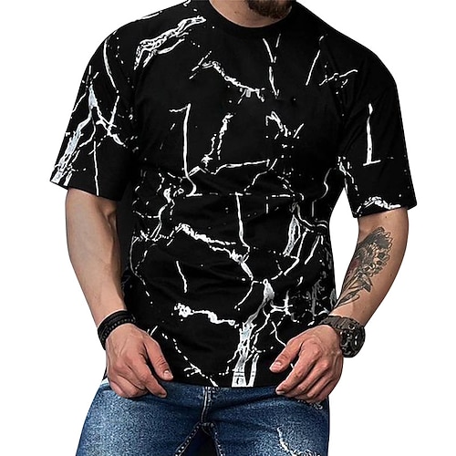 

Men's T shirt Tee 3D Print Graphic Patterned Crew Neck Street Casual Print Short Sleeve Tops Basic Fashion Classic Comfortable Black Blue / Summer