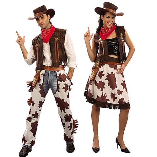 

West Cowboy Ameirican 18th Century 19th Century State of Texas Outfits Masquerade Men's Women's Costume Vintage Cosplay Vacation Casual Daily Costume