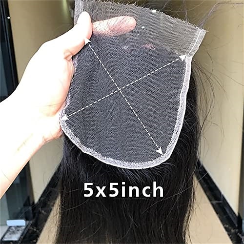 

5X5 HD Lace Closure Straight Human Hair Transparent Lace Closure Pre Plucked with Baby Hair Bleached Knots Brazilian Virgin Human Hair 10 Inch 5X5 Lace Clocusre Natural Color