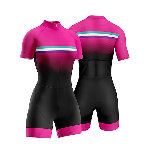 

Women's Triathlon Tri Suit Short Sleeve Triathlon Blue Red Black RedBlack Pink / Black Graphic Bike Lycra Sports Graphic Clothing Apparel / Micro-elastic