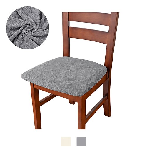 

2 Pcs Dining Chair Seat Cover Knitting Jacquard, Stretch Fitted Dining Room Upholstered Chair Seat Cushion Cover, Removable Washable Furniture Protector Slipcovers