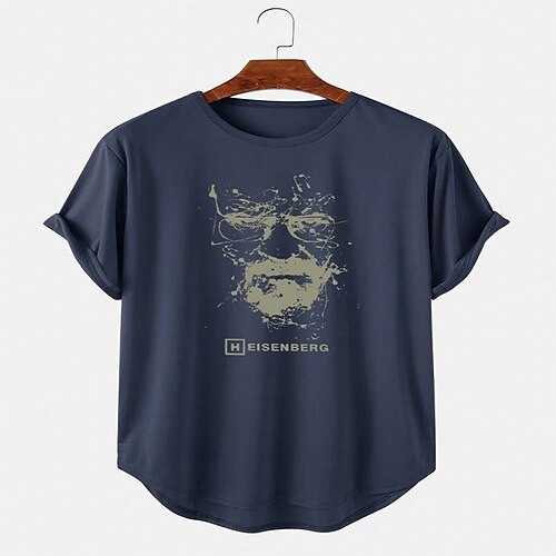 

Men's T shirt Tee Hot Stamping Graphic Patterned Portrait Crew Neck Street Casual Print Short Sleeve Tops Basic Fashion Classic Comfortable Green White Blue / Summer