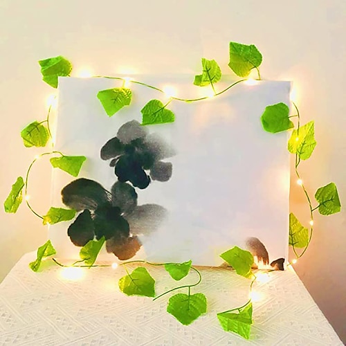 

1/4pcs Artificial Leaf Rattan Garden Decoration Lights 2.4m 20LED Battery Powered Fairy String Lights Wedding Party Christmas Holiday Patio Yard Fence Indoor Outdoor Decoration