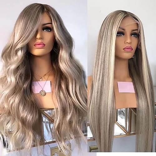 

Piano Color P4/613 Highlig Human Hair 13x4 Lace Front Wig Free Part Brazilian Hair Body Wave Black Wig 150% Density with Baby Hair Glueless Pre-Plucked